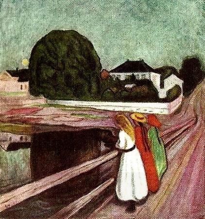 Edvard Munch flickor pa bron oil painting picture